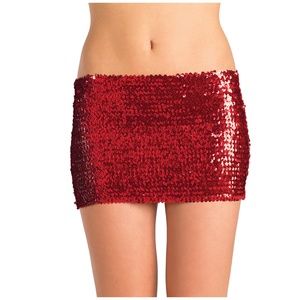 Red Sequin Low Rise Mini Skirt